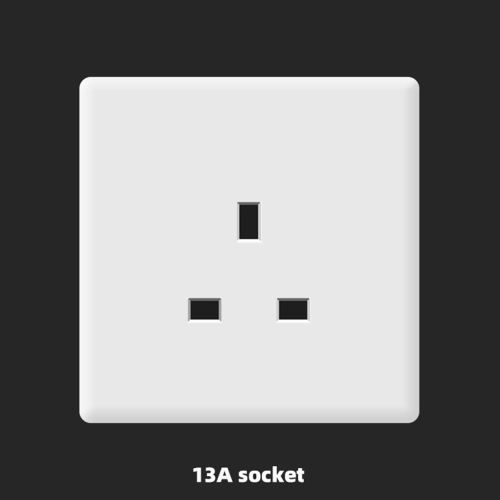 13A socket with With Spray - painted White Plastic 13A socket with With Spray - painted White Plastic