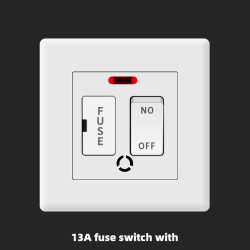 13A fuse switch with  With Spray - painted  White Plastic