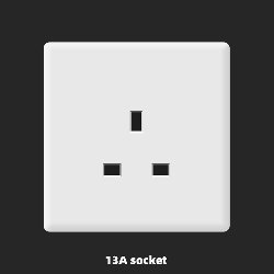 13A socket with With Ultra-thin White Plastic