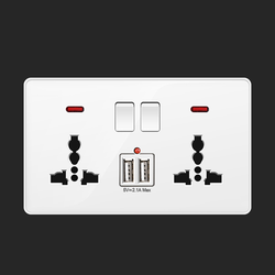 Switched Double 3 pin universal socket with USB+type-c