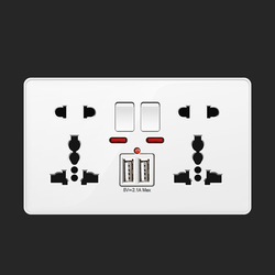 Switched Double 5 pin universal socket with 2 USB Port