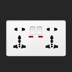 Switched double 5 pin universal socket with neon