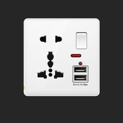 Switched 5 pin universal socket with 2 USB port