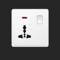 Switched 3 pin universal socket with neon 