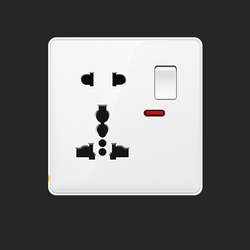 Switched 5 pin universal socket with neon 