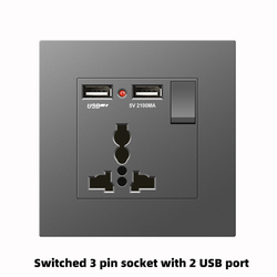 Switched 3 pin universal socket with 2 USB port With Spray Painted Plastic Plate