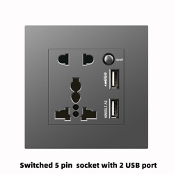 Switched 5 pin universal socket with 2 USB port With Spray Painted Plastic Plate