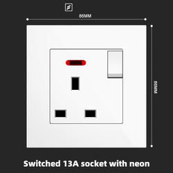 Switched 13A socket with neon With Spray Painted Plastic White Plate