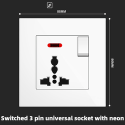 Switched 3 pin universal socket with neon  With Spray Painted Plastic White Plate