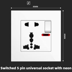 Switched 5 pin universal socket with neon  With Spray Painted Plastic White Plate