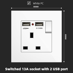 Switched 13A socket with 2 USB port With Spray Painted Plastic White Plate