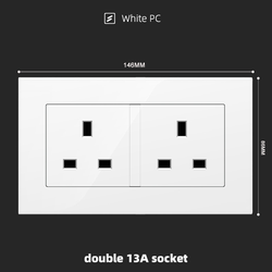 Switched double 13A socket with neon With Spray Painted Plastic White Plate