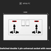 Switched double 3 pin universal socket with neon With Spray Painted Plastic White Plate