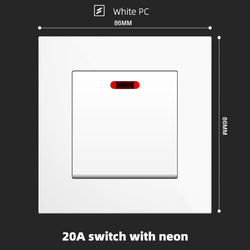 20A switch with neon With Spray Painted Plastic White Plate