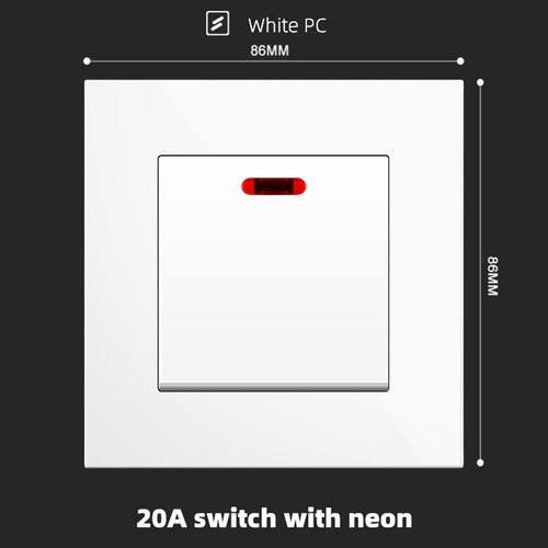20A switch with neon With Spray Painted Plastic White Plate 20A switch with neon With Spray Painted Plastic White Plate