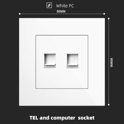 Double computer socket With Spray Painted Plastic White Plate Double computer socket With Spray Painted Plastic White Plate