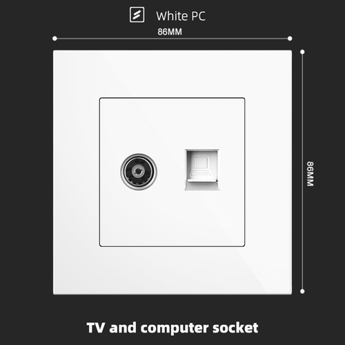 TV and TEL socket With Spray Painted Plastic White Plate