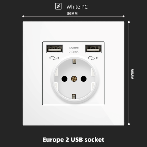 Europe USB socket With Spray Painted Plastic White Plate Europe USB socket With Spray Painted Plastic White Plate