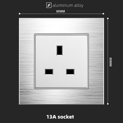 13A socket with neon With Aluminium Alloy Plate