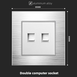 Double computer CAT6 socket With Aluminium Alloy Plate