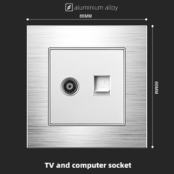 TV and computer cat6 socket With Aluminium Alloy Plate