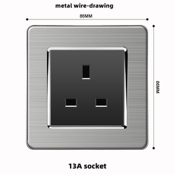 13A socket with neon With Stainless Steel Plate