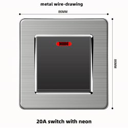 20A switch with neon With Stainless Steel Plate